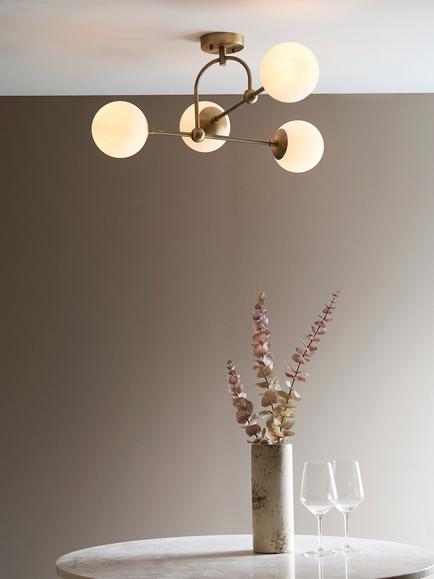 Bay Lighting Tosca 4 Arm Semi Flush Ceiling Light, Gold - view 2, Gold