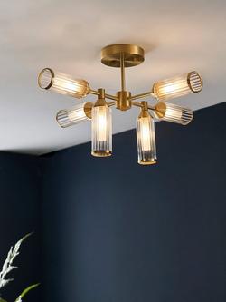 Bay Lighting Aydan 6 Arm Semi Flush Ceiling Light, Gold - view 2, Gold