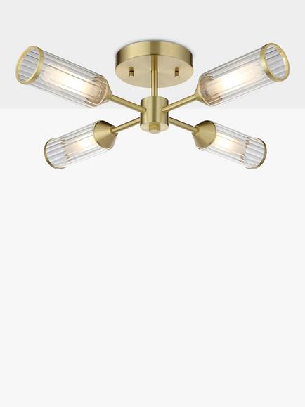 Bay Lighting Aydan 4 Arm Semi Flush Ceiling Light, Gold, Gold