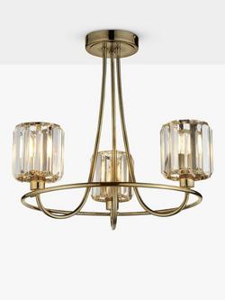 Bay Lighting Lyon 3 Arm Semi Flush Ceiling Light, Brass, Brass