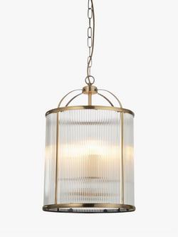Bay Lighting Stockwell Ribbed 4 Arm Pendant Ceiling Light, Brass, Brass