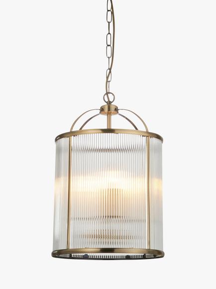Bay Lighting Stockwell Ribbed 4 Arm Pendant Ceiling Light, Brass, Brass