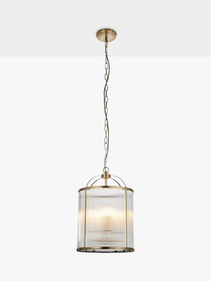 Bay Lighting Stockwell Ribbed 4 Arm Pendant Ceiling Light, Brass - view 2, Brass