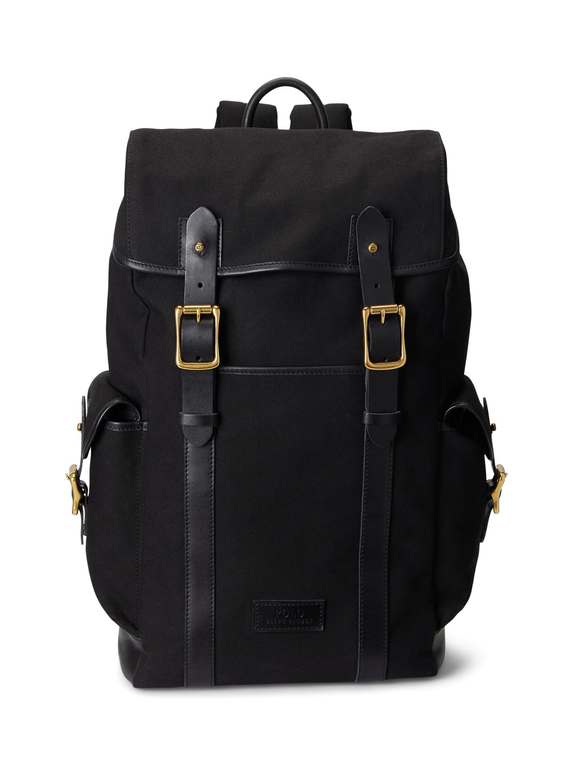 Ralph Lauren Pebbled Leather Backpack, Black