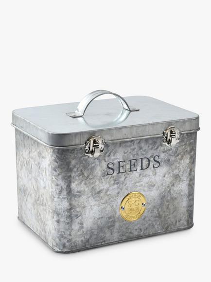 Sophie Conran for Burgon & Ball Galvanised Steel Seed Tin, Silver