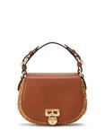 Lauren Ralph Lauren Tanner Straw Leather Cross Body Bag, Walnut/Lauren Tan