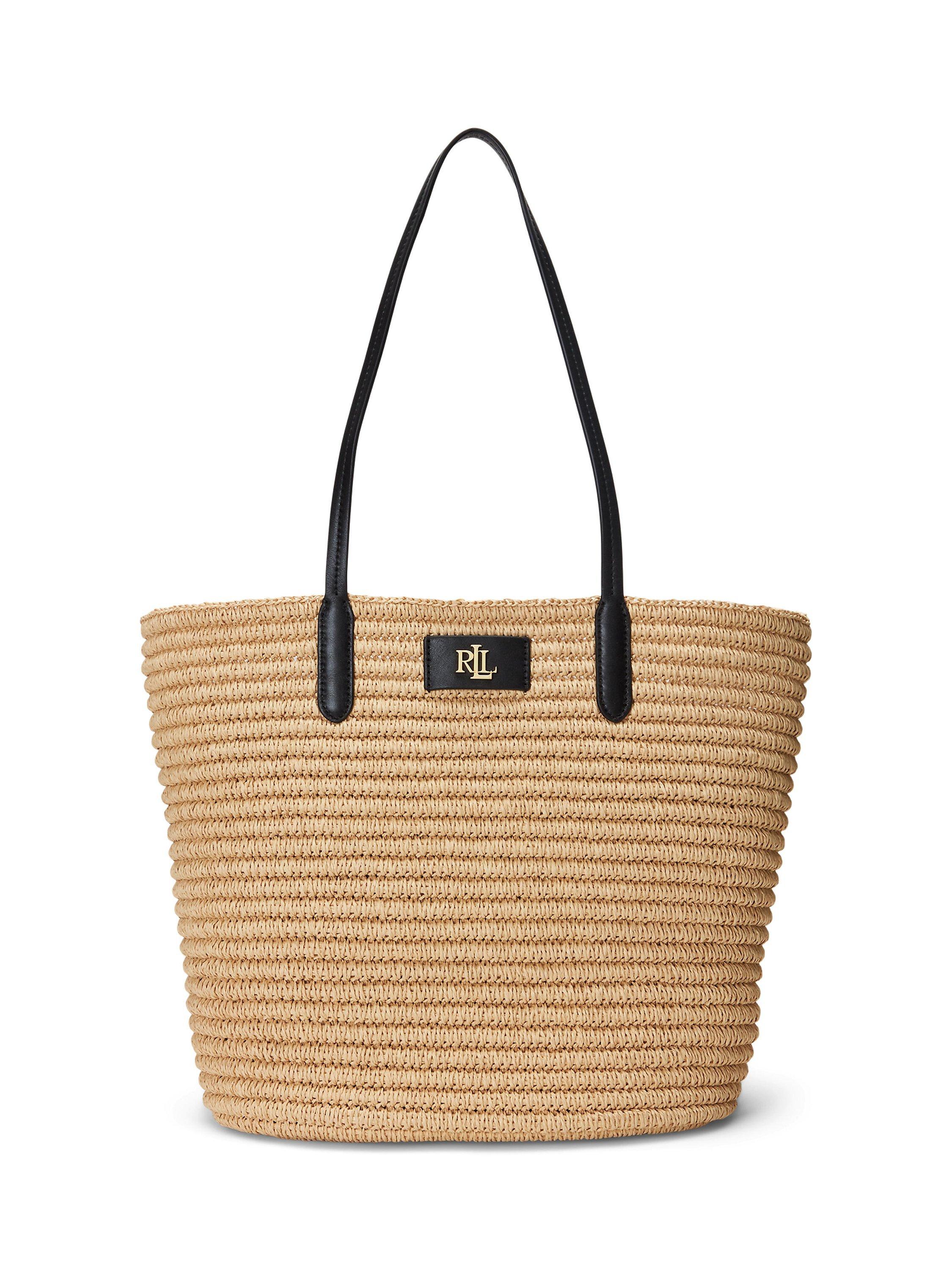 Product image 1 of 9, which shows Ralph Lauren Lauren Ralph Lauren Brie Large Tote Bag, Natural/Black