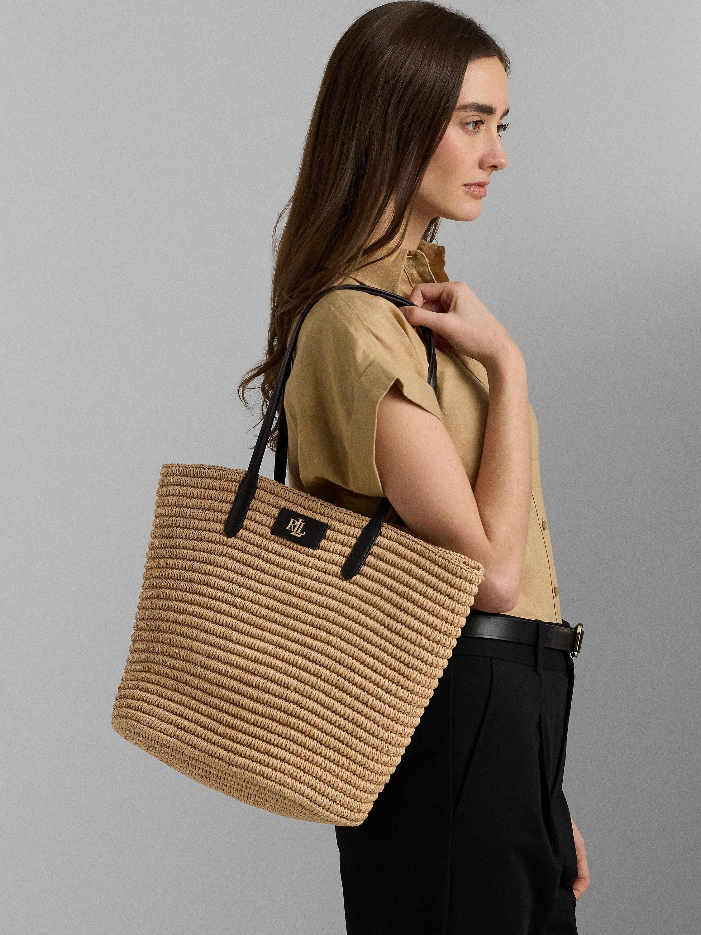 Product image 2 of 9, which shows Ralph Lauren Lauren Ralph Lauren Brie Large Tote Bag, Natural/Black