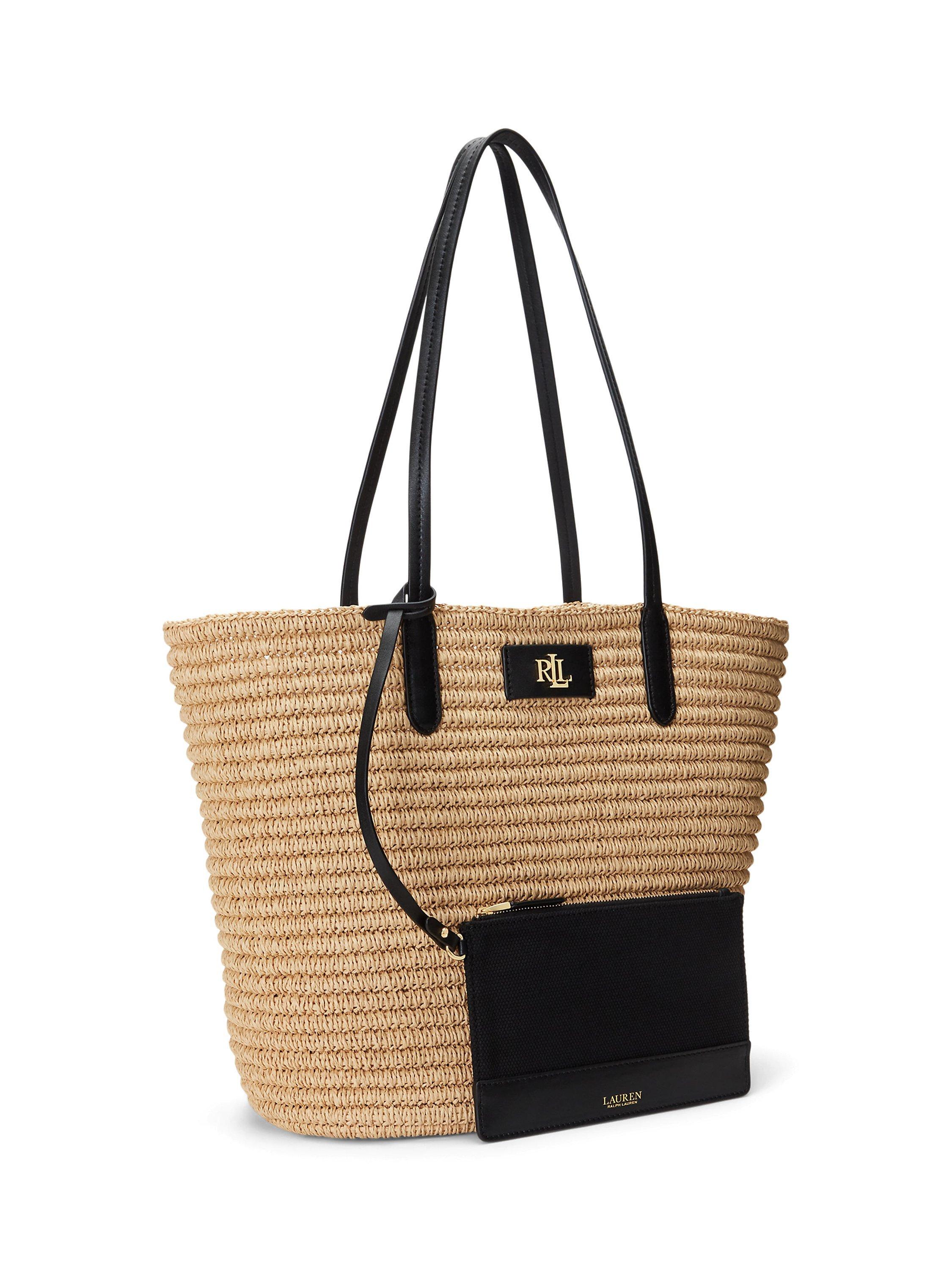 Product image 5 of 9, which shows Ralph Lauren Lauren Ralph Lauren Brie Large Tote Bag, Natural/Black