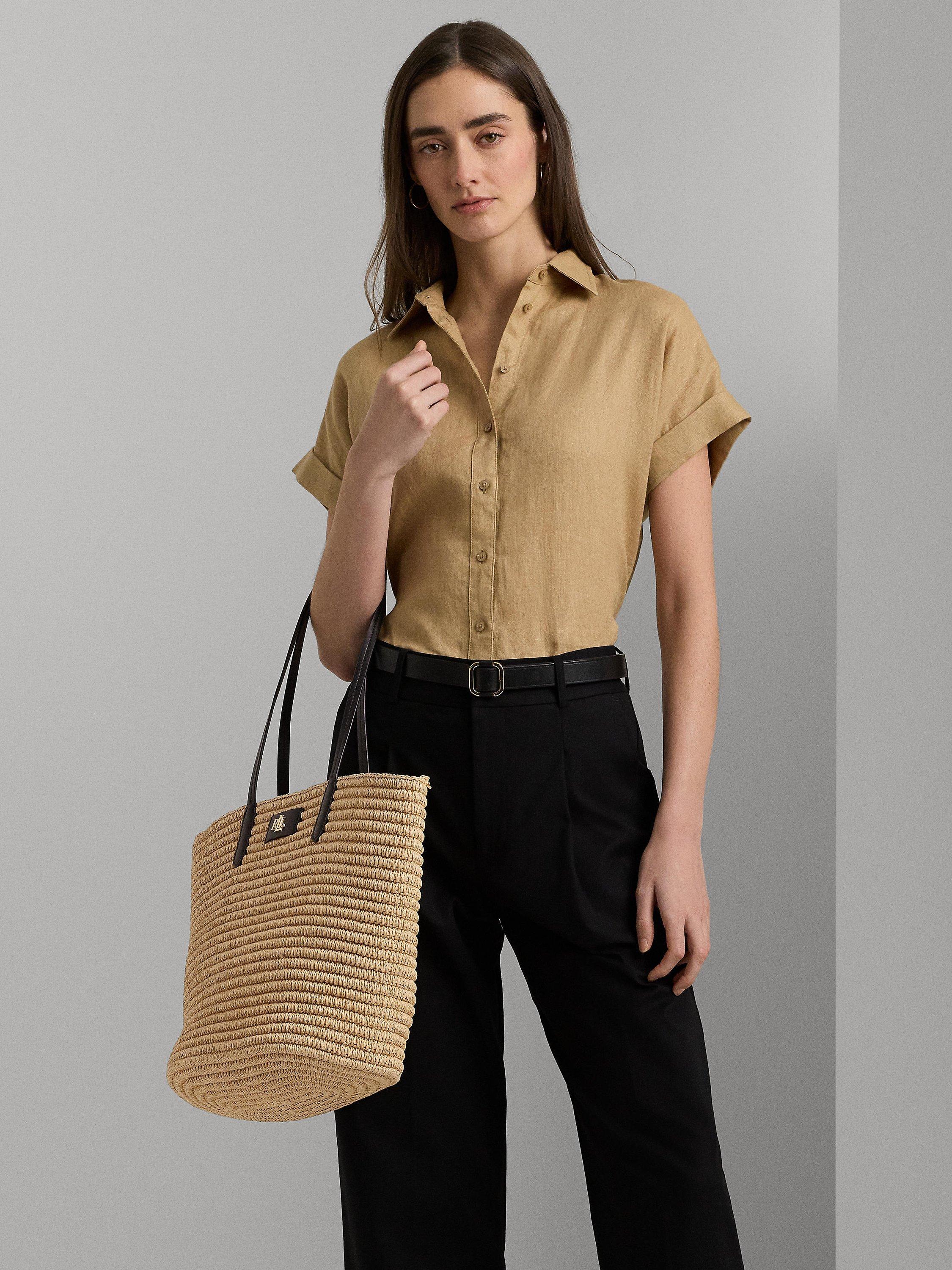 Product image 8 of 9, which shows Ralph Lauren Lauren Ralph Lauren Brie Large Tote Bag, Natural/Black