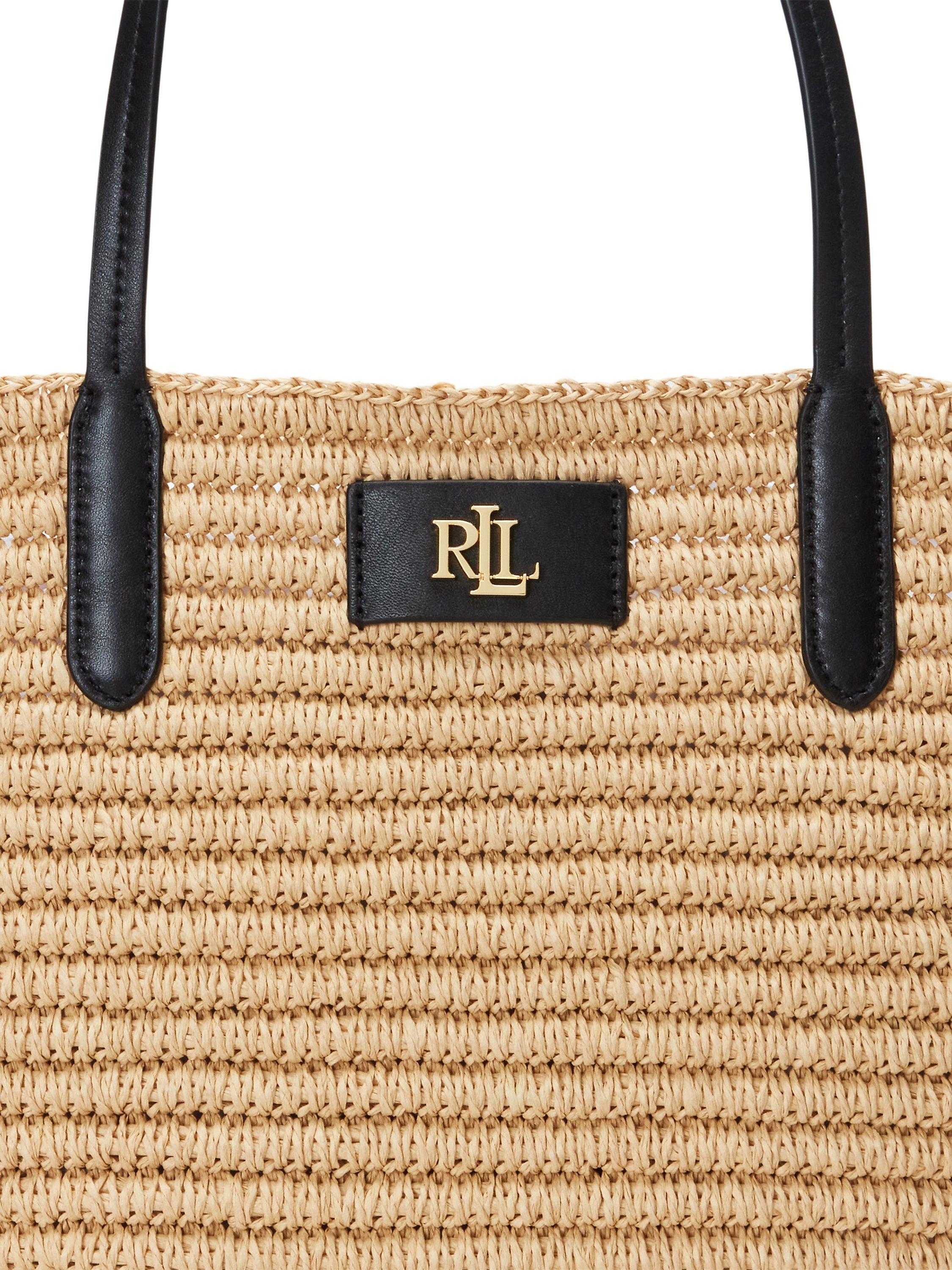 Product image 9 of 9, which shows Ralph Lauren Lauren Ralph Lauren Brie Large Tote Bag, Natural/Black