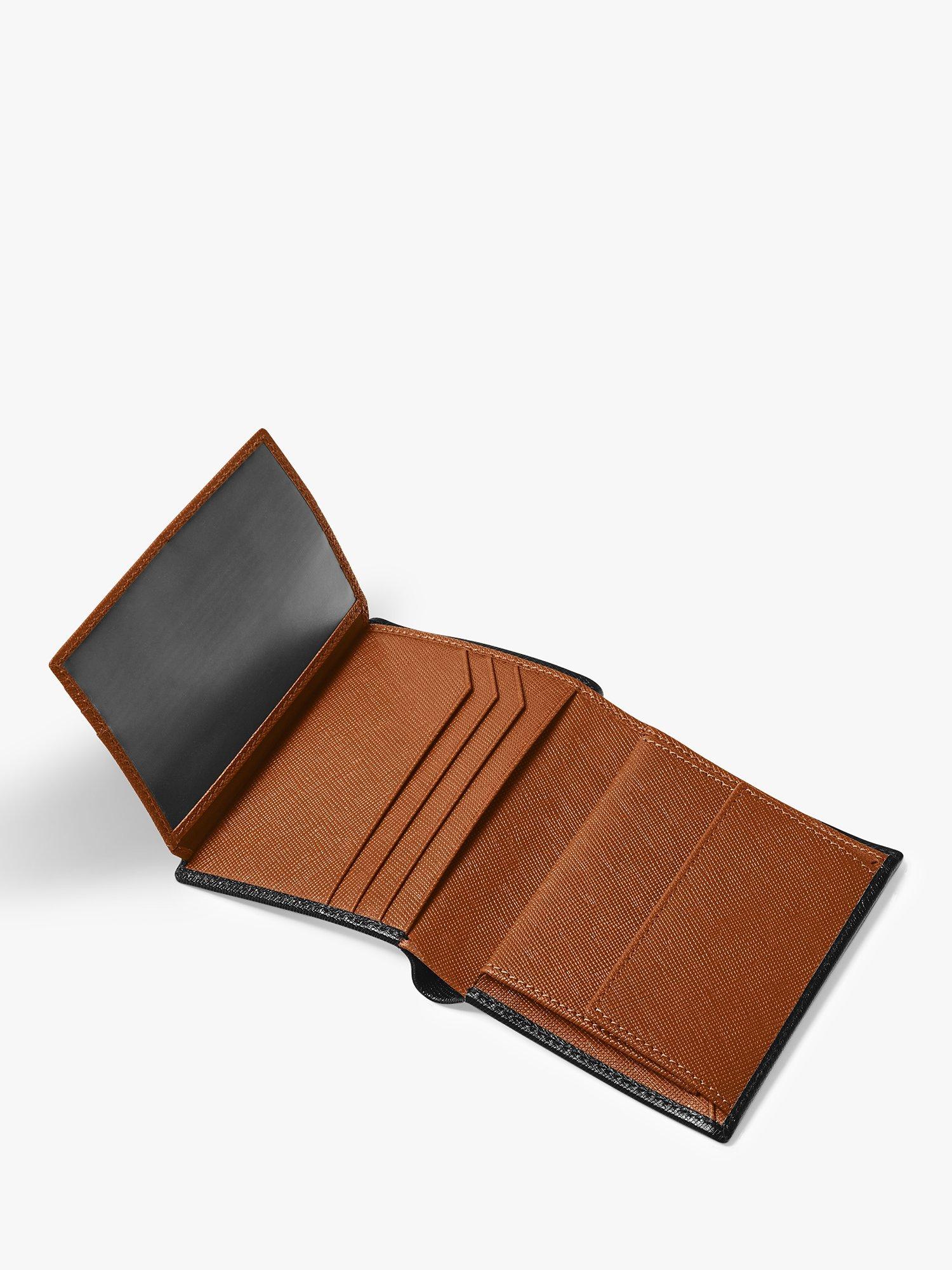 Product image 5 of 7, which shows Aspinal of London ID & Coin RFID Saffiano Leather Wallet, Black/Tan