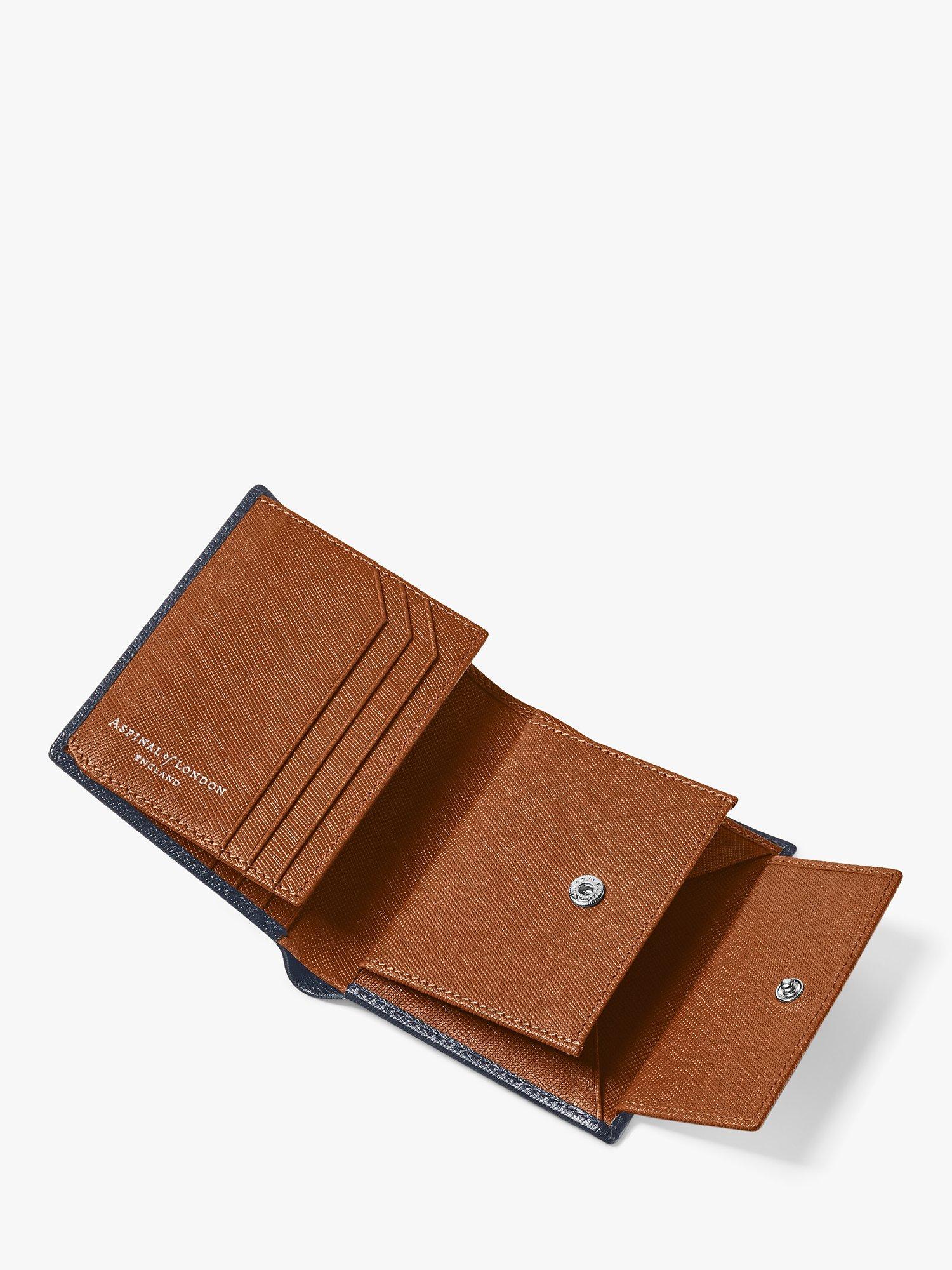 Product image 6 of 7, which shows Aspinal of London ID & Coin RFID Saffiano Leather Wallet, Black/Tan