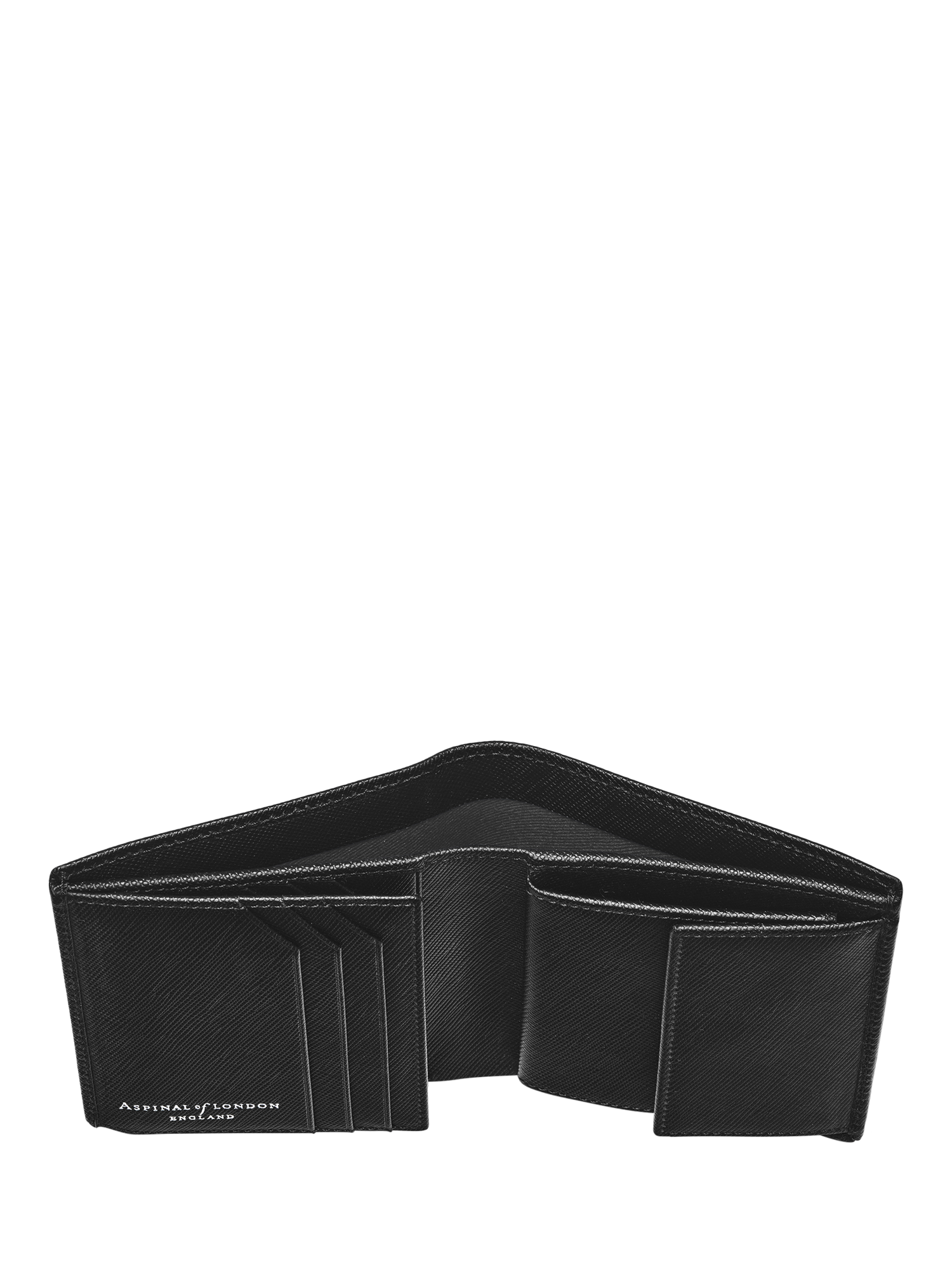 Product image 3 of 7, which shows Aspinal of London ID & Coin RFID Saffiano Leather Wallet, Black