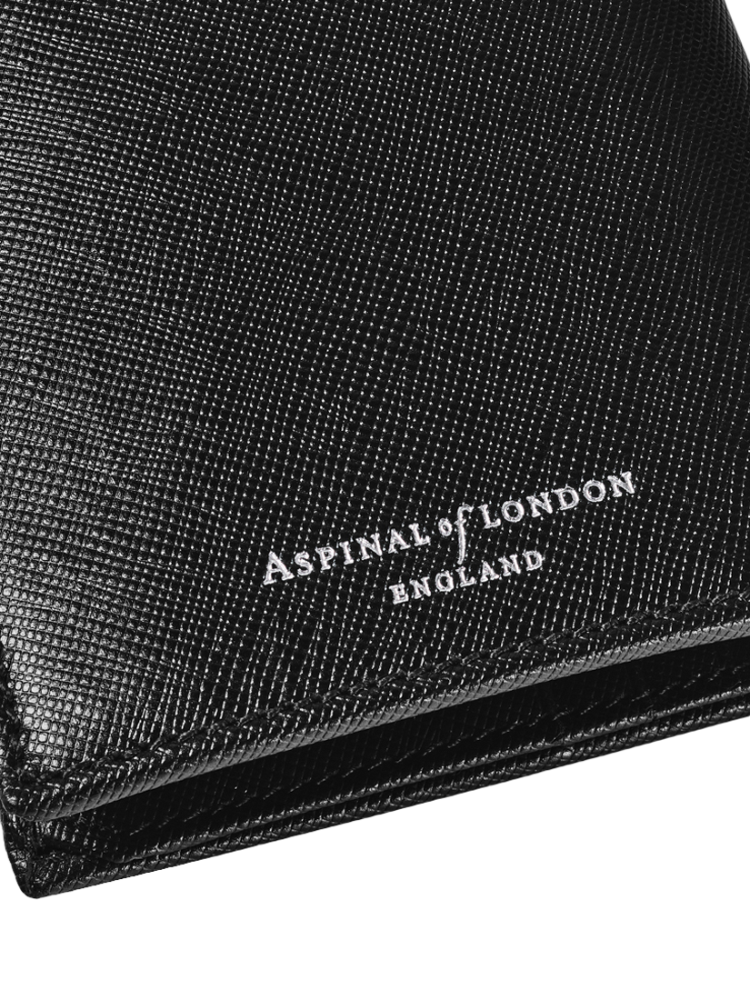 Product image 7 of 7, which shows Aspinal of London ID & Coin RFID Saffiano Leather Wallet, Black