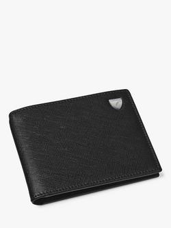 Aspinal of London Billfold RFID Saffiano Leather Wallet, Black/Green