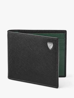 Aspinal of London Billfold RFID Saffiano Leather Wallet - view 2, Black/Green