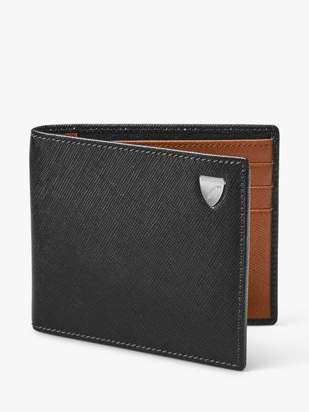 Aspinal of London Billfold RFID Saffiano Leather Wallet - view 2, Black/Tan