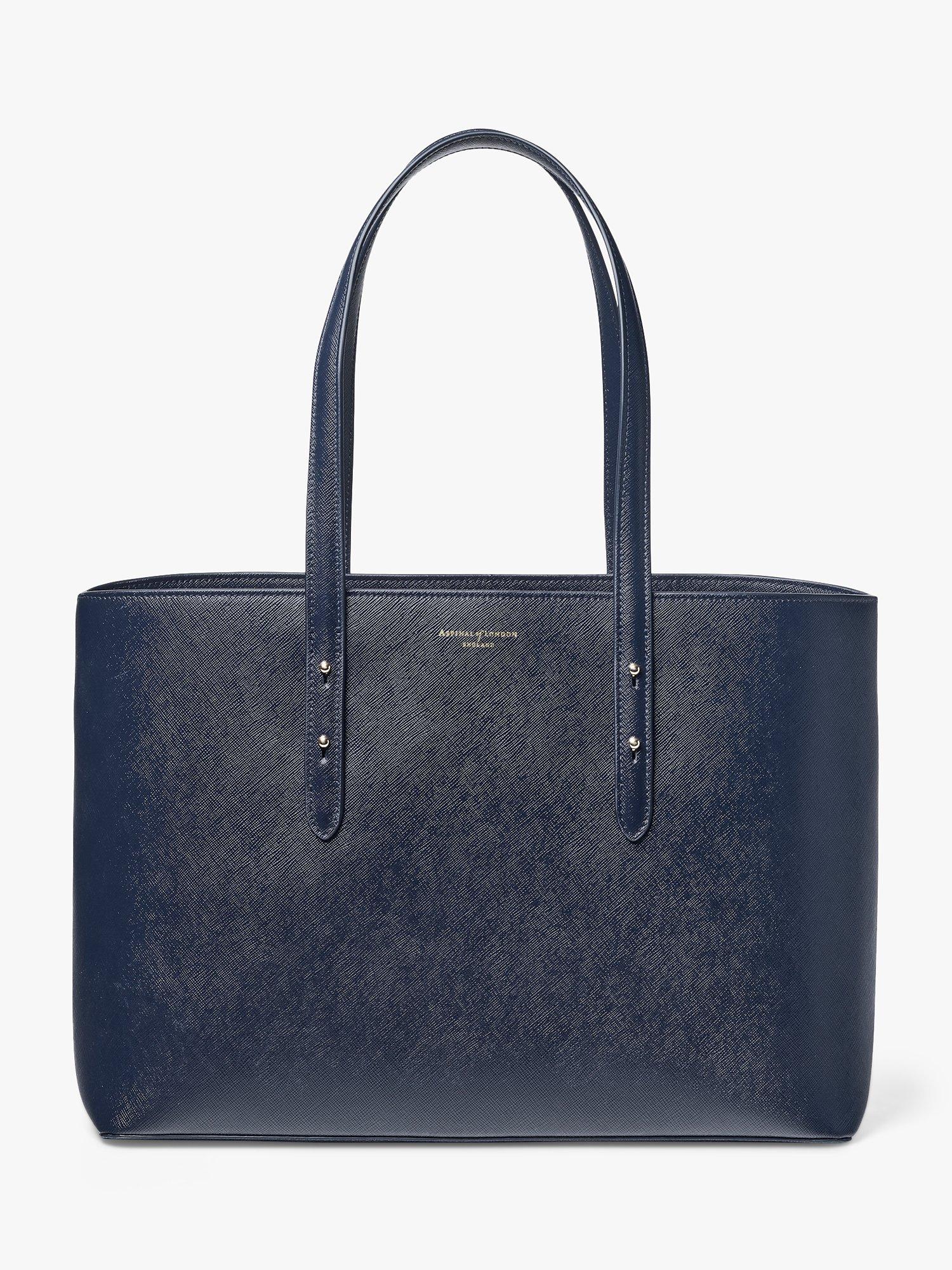 Aspinal of London Regent Saffiano Leather Tote Bag, Navy