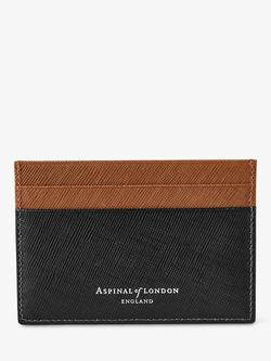 Aspinal of London Saffiano Leather Slim Credit Card Holder - view 2, Black/Tan