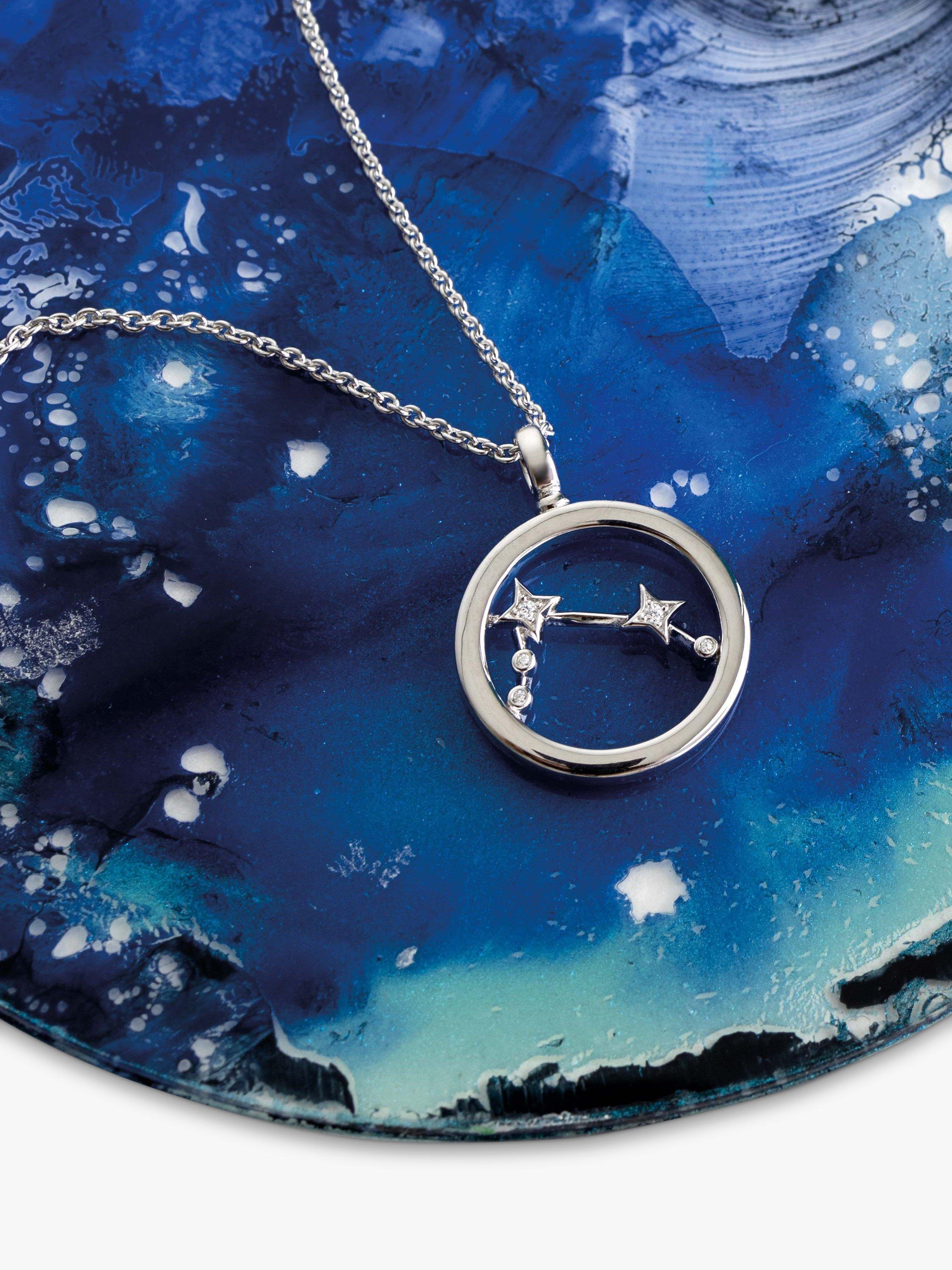 Product image 3 of 5, which shows Kit Heath Aries Constellation Pendant Necklace, Silver