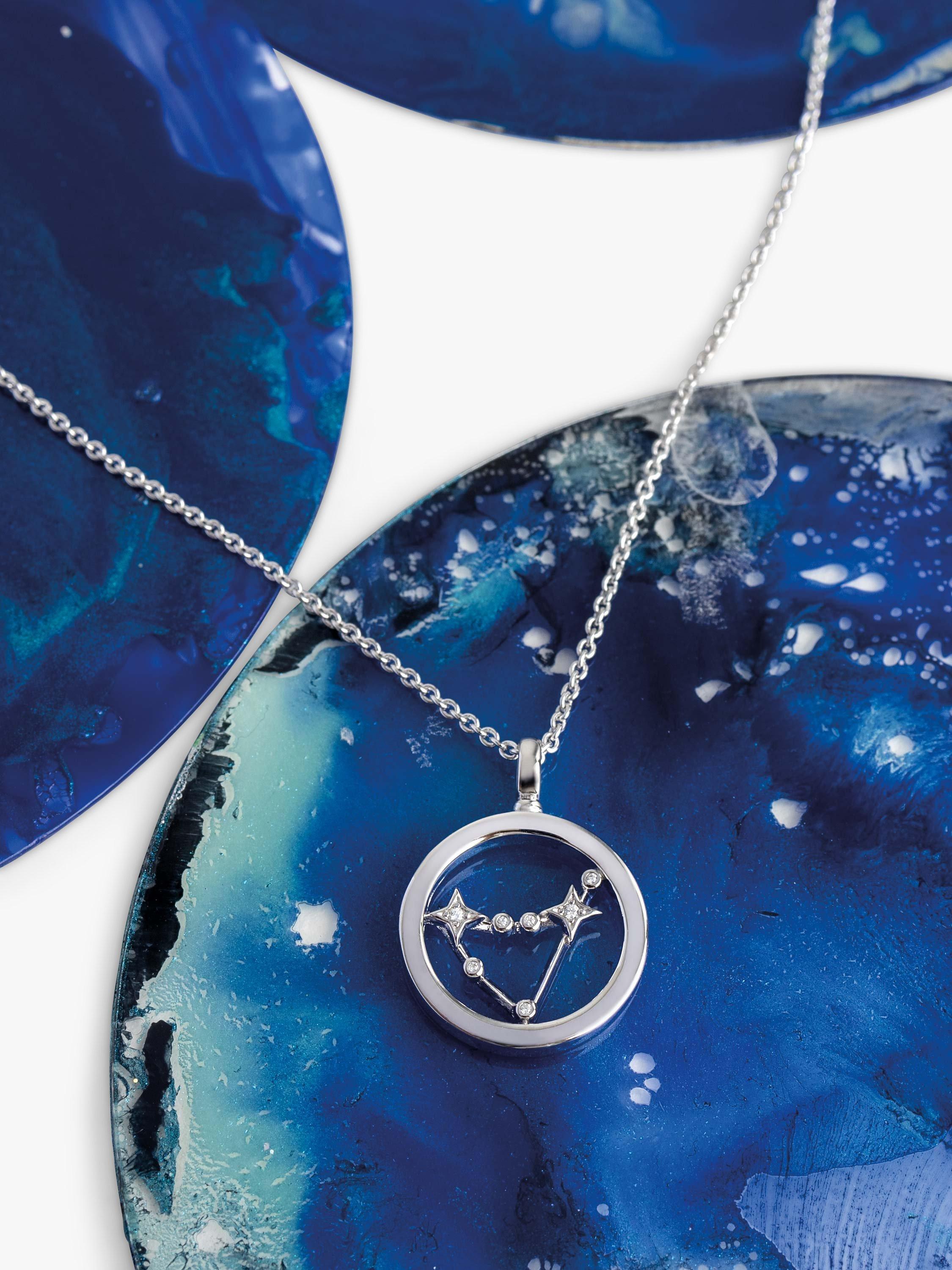 Product image 3 of 5, which shows Kit Heath Capricorn Constellation Pendant Necklace, Silver