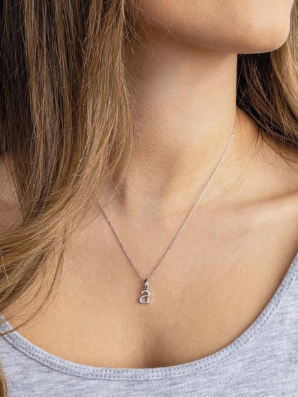 Kit Heath Signature Skript Lowercase Initial Pendant Necklace, Silver - view 2, Silver