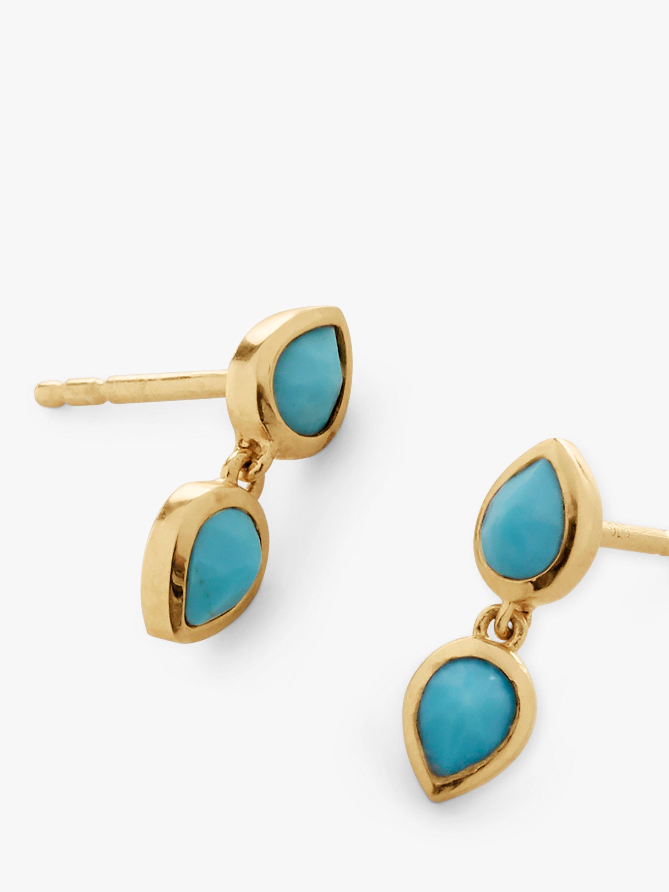 Product image 2 of 4, which shows Monica Vinader Teardrop Stud Earrings, Gold