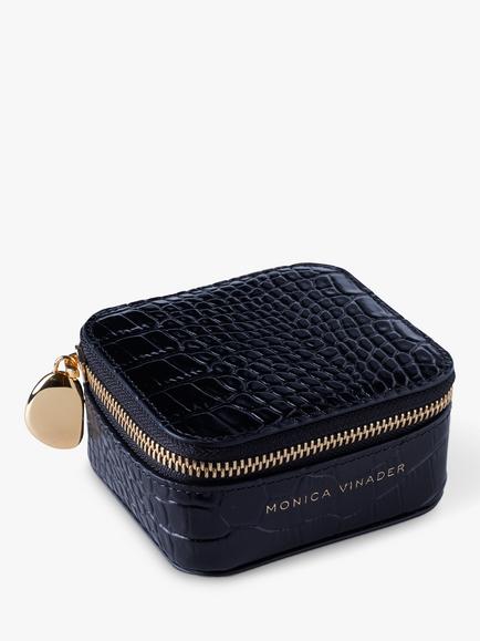 Monica Vinader Mock Croc Leather Jewellery Box, Black, Black