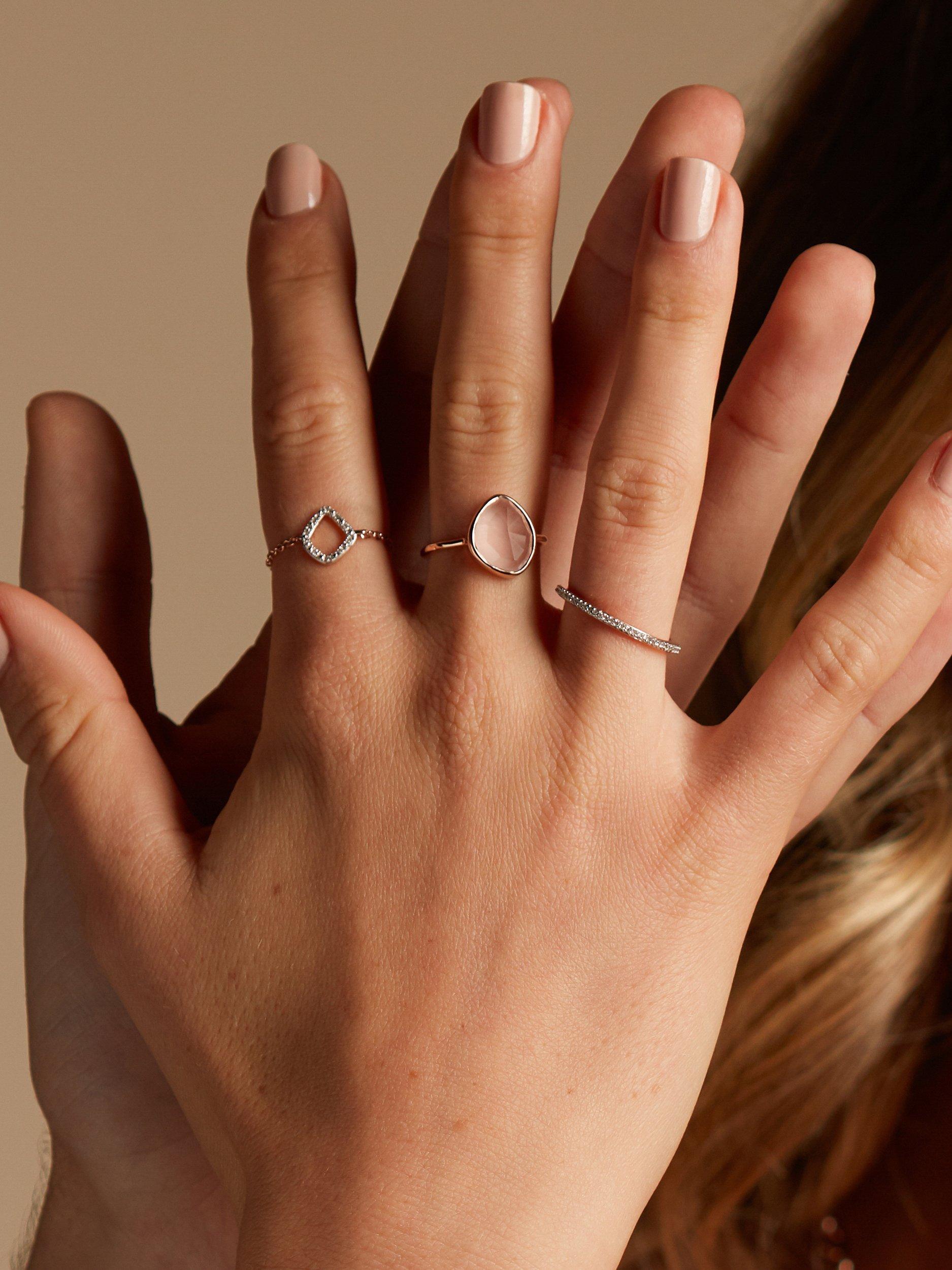 Product image 4 of 5, which shows Monica Vinader Siren Nugget Rose Quartz Ring, Rose Gold