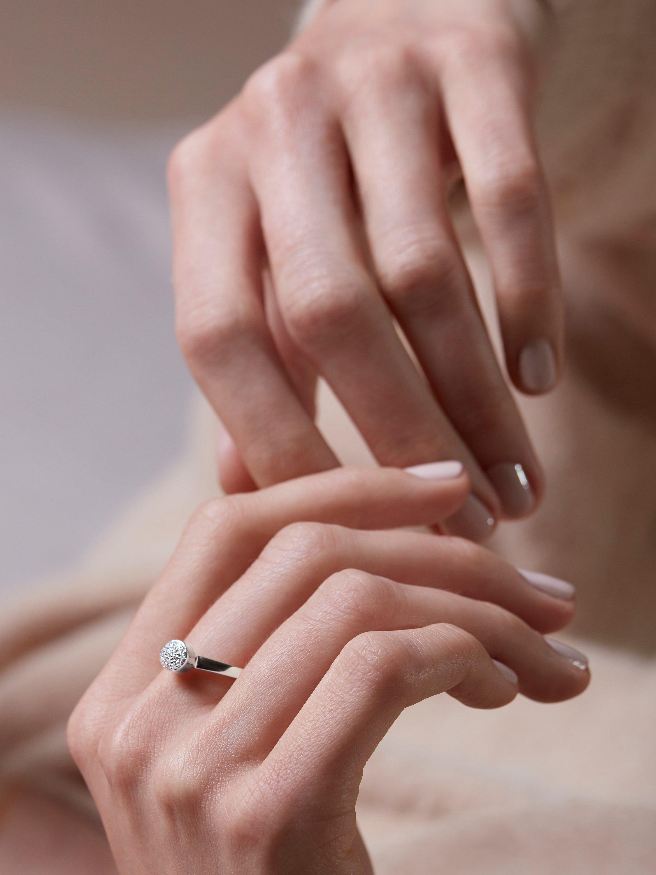 Product image 2 of 3, which shows Monica Vinader Mini Button Stacking Ring, Silver