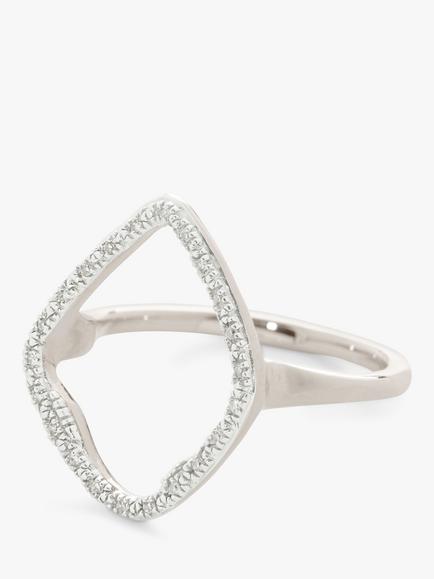 Monica Vinader Riva Diamond Kite Ring, Silver, Silver