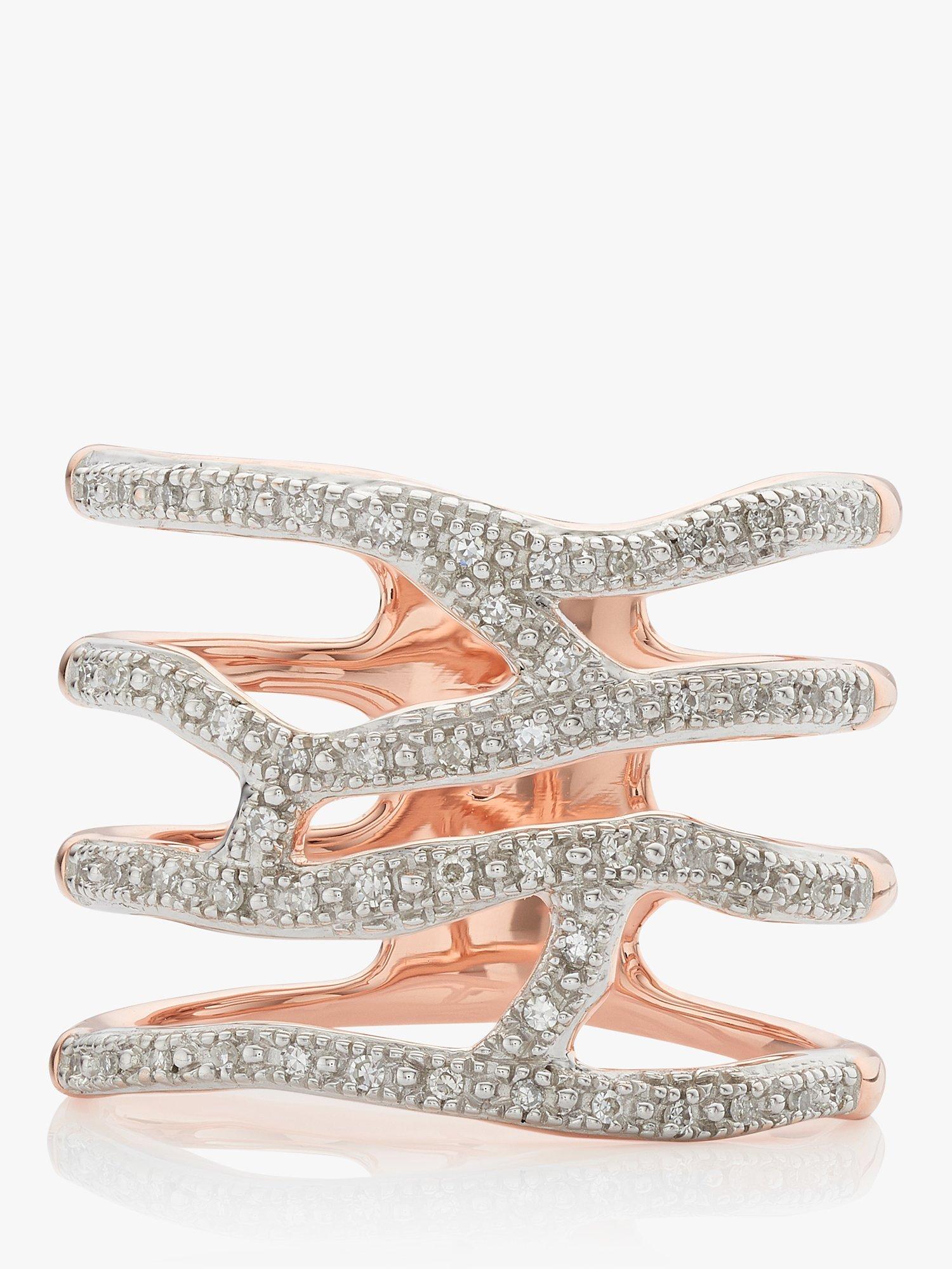 Product image 1 of 3, which shows Monica Vinader Waterfall Diamond Ring, Rose Gold, M