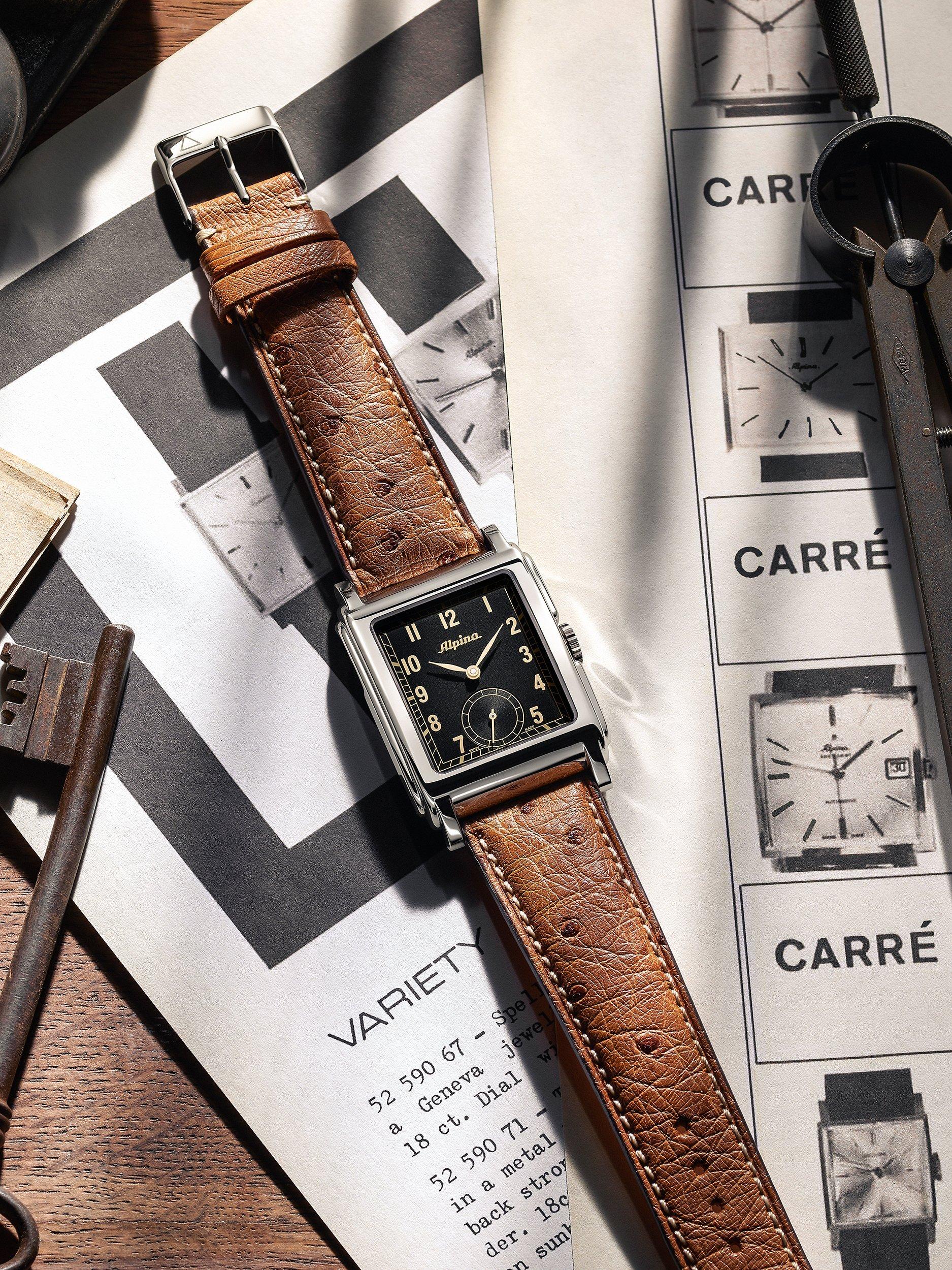 Product image 5 of 5, which shows Alpina AL-530BA3C6 Men's Alpiner Carree Automatic 140 Years Leather Strap Watch, Brown/Black