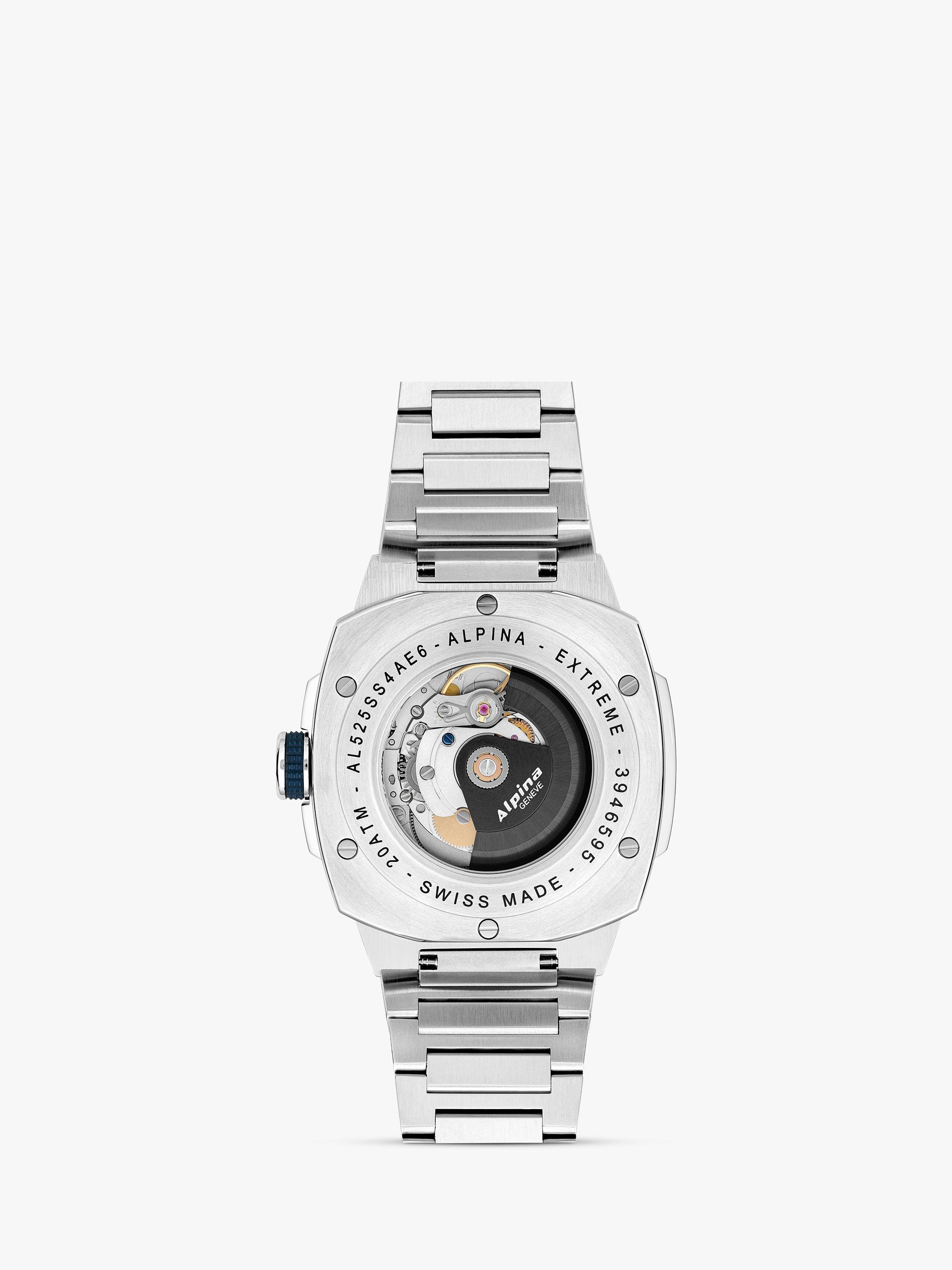 Product image 2 of 4, which shows Alpina AL-525 Men's Alpiner Extreme Automatic Bracelet Strap Watch, Silver/Blue