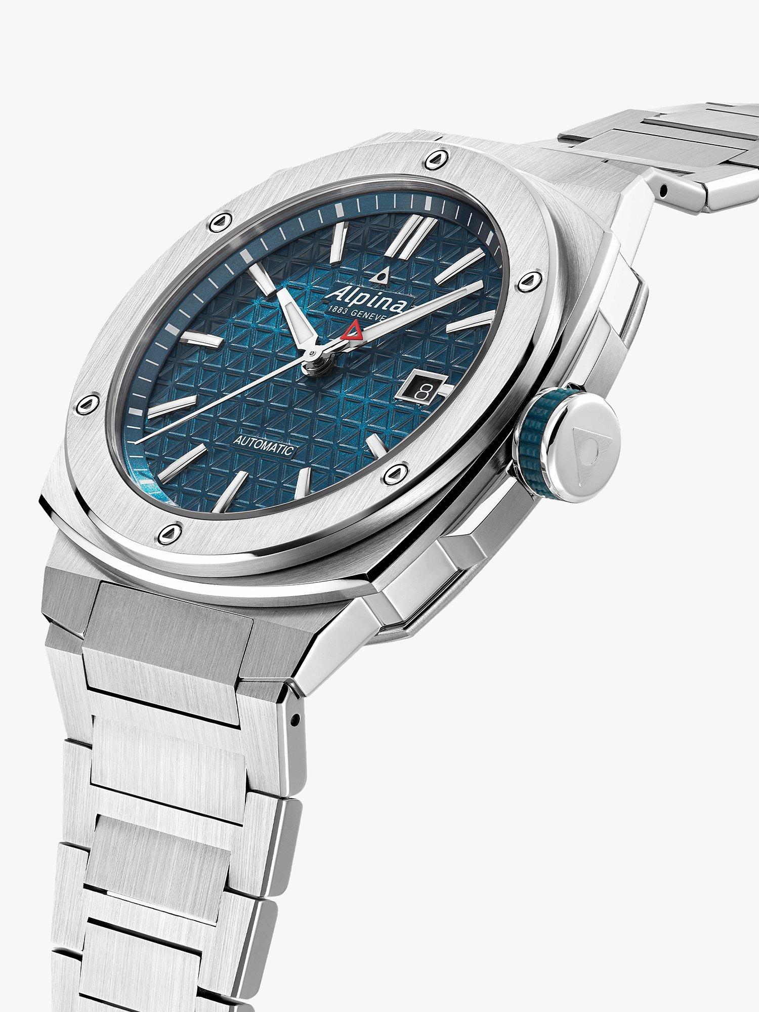 Product image 3 of 4, which shows Alpina AL-525 Men's Alpiner Extreme Automatic Bracelet Strap Watch, Silver/Blue