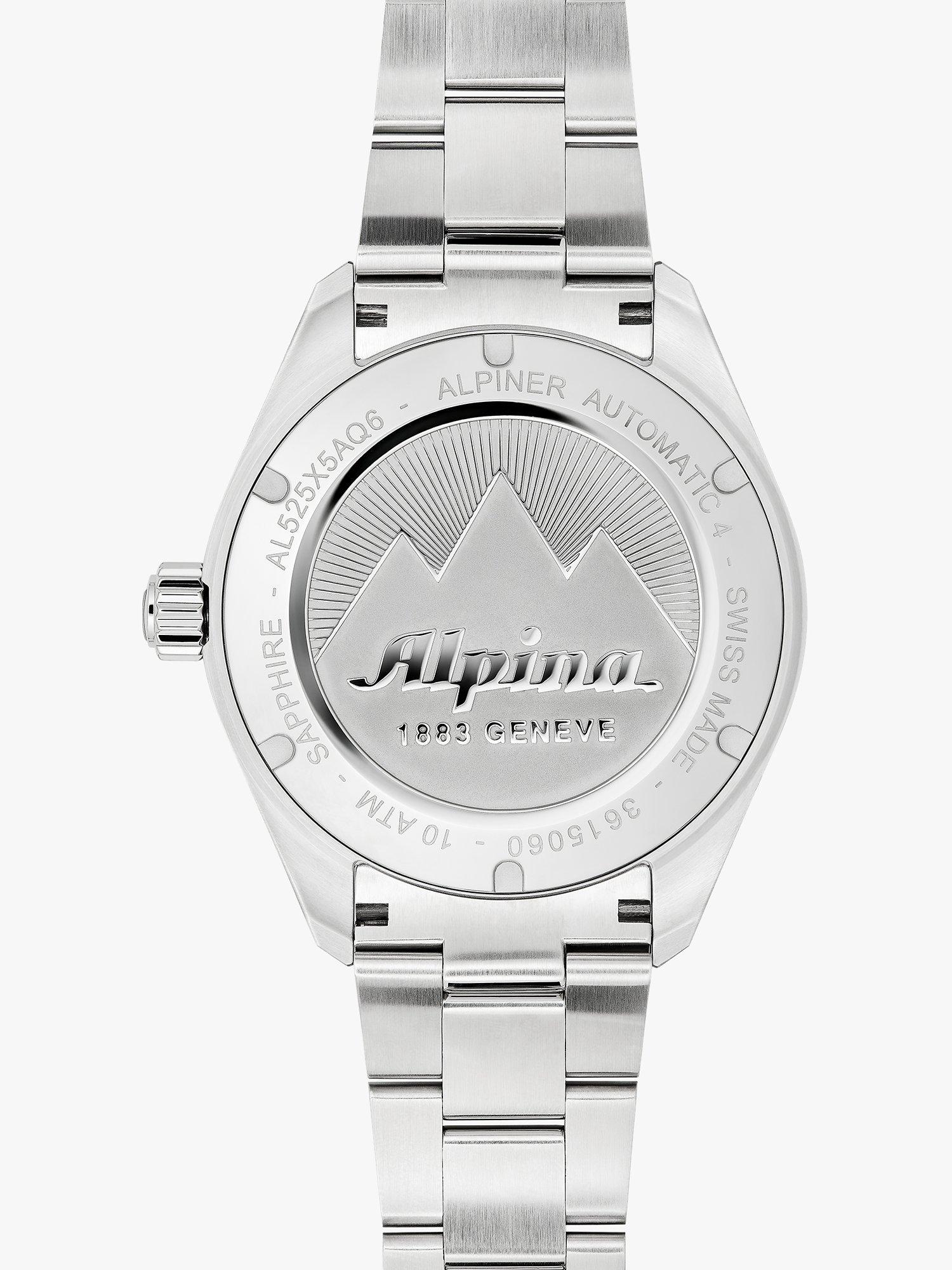 Product image 2 of 3, which shows Alpina AL-525GR5AQ6B Men's Alpiner 4 Automatic Bracelet Strap, Silver/Green