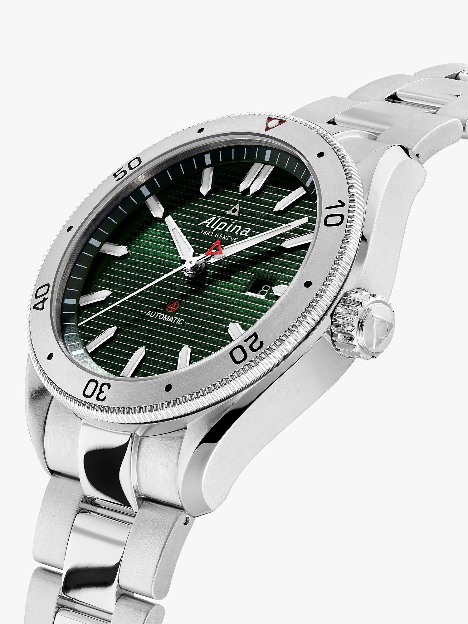 Product image 3 of 3, which shows Alpina AL-525GR5AQ6B Men's Alpiner 4 Automatic Bracelet Strap, Silver/Green