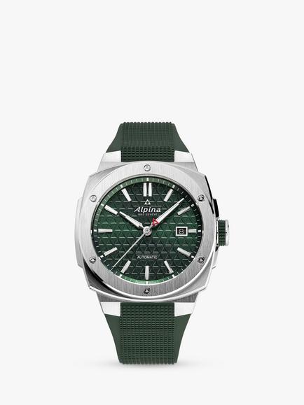 Alpina AL-525GR4AE6 Men's Alpiner Extreme Automatic Silicone Strap Watch, Green, Green
