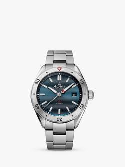 Alpina AL-525NS4AQ6B Men's Alpiner 4 Automatic Bracelet Strap, Silver/Blue, Silver/Blue
