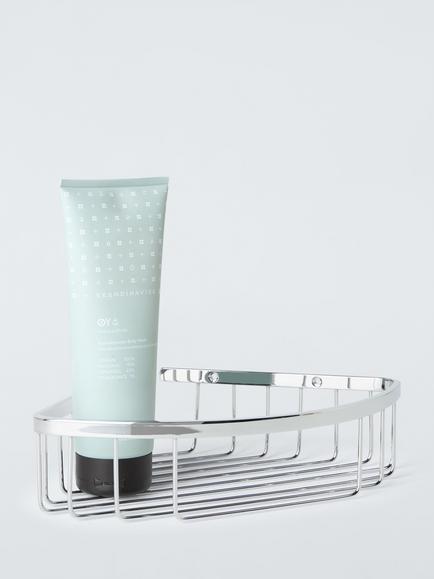 John Lewis Orbit Corner Shower Basket - view 2, Chrome
