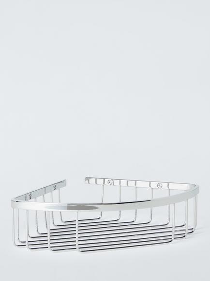 John Lewis Orbit Corner Shower Basket, Chrome