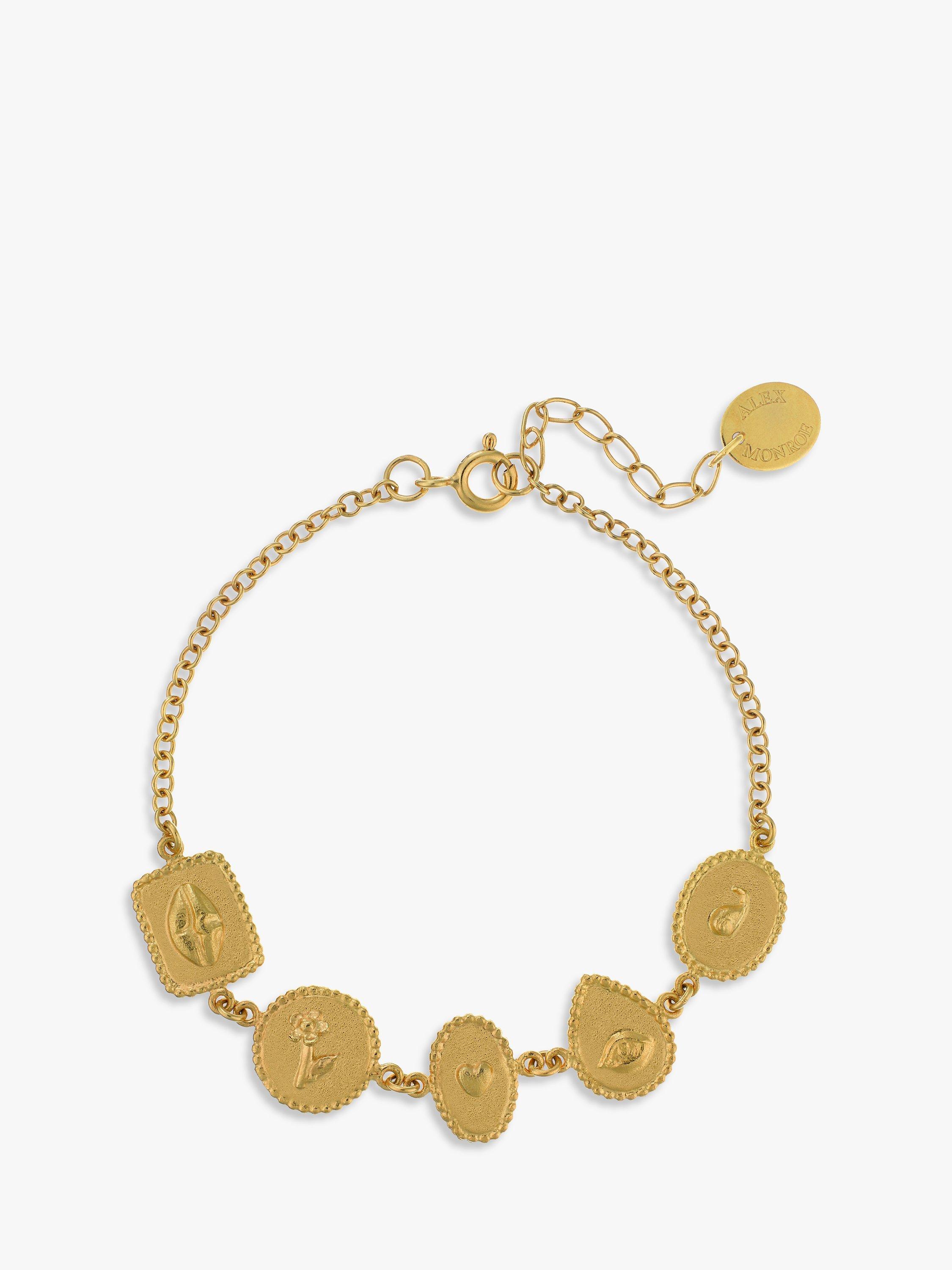 Product image 1 of 4, which shows Alex Monroe Senses Token Charm Bracelet, Gold