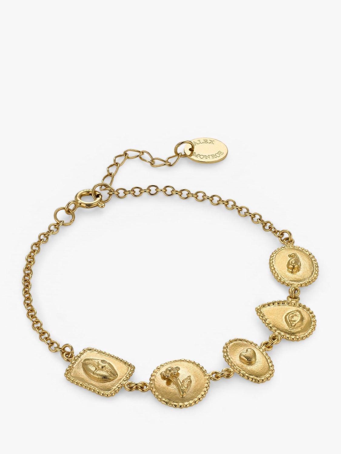 Product image 4 of 4, which shows Alex Monroe Senses Token Charm Bracelet, Gold