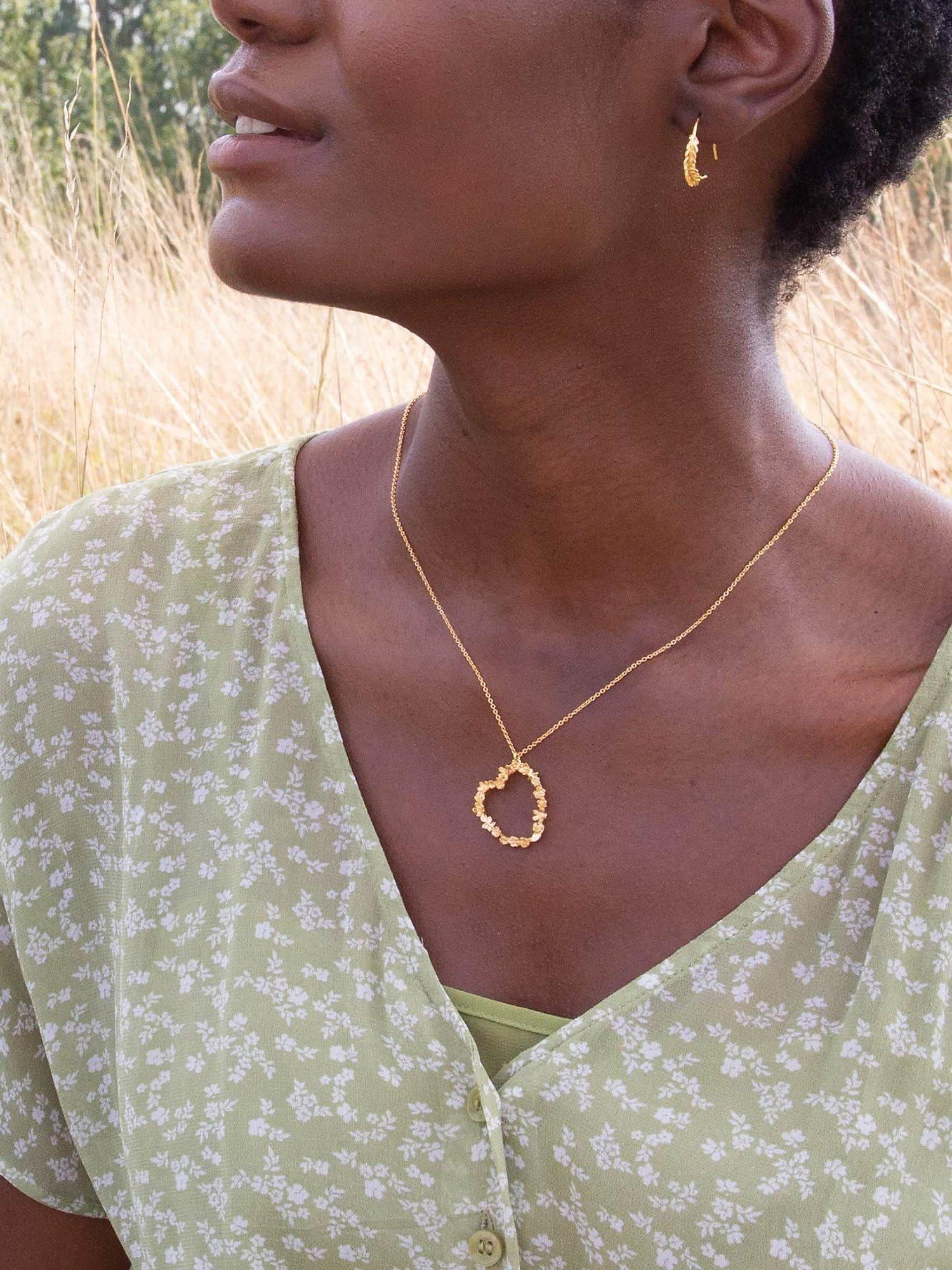 Product image 2 of 4, which shows Alex Monroe Floral Heart Pendant Necklace, Gold