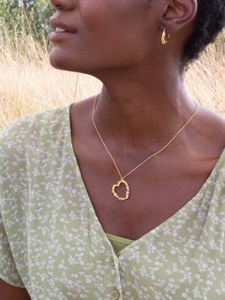 Alex Monroe Floral Heart Pendant Necklace, Gold - view 2, Gold