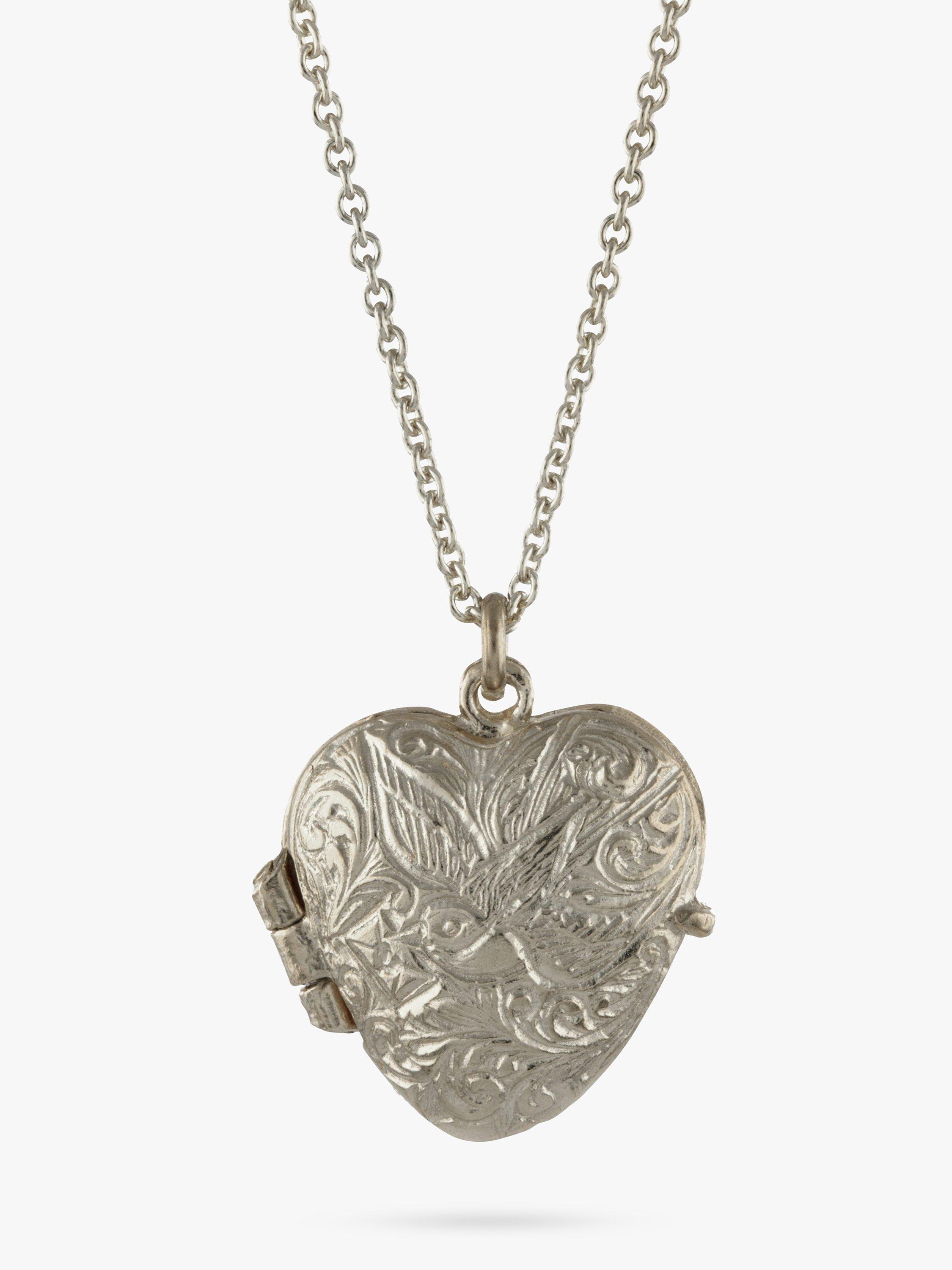 Product image 1 of 3, which shows Alex Monroe Victoriana Heart Locket Necklace, Silver