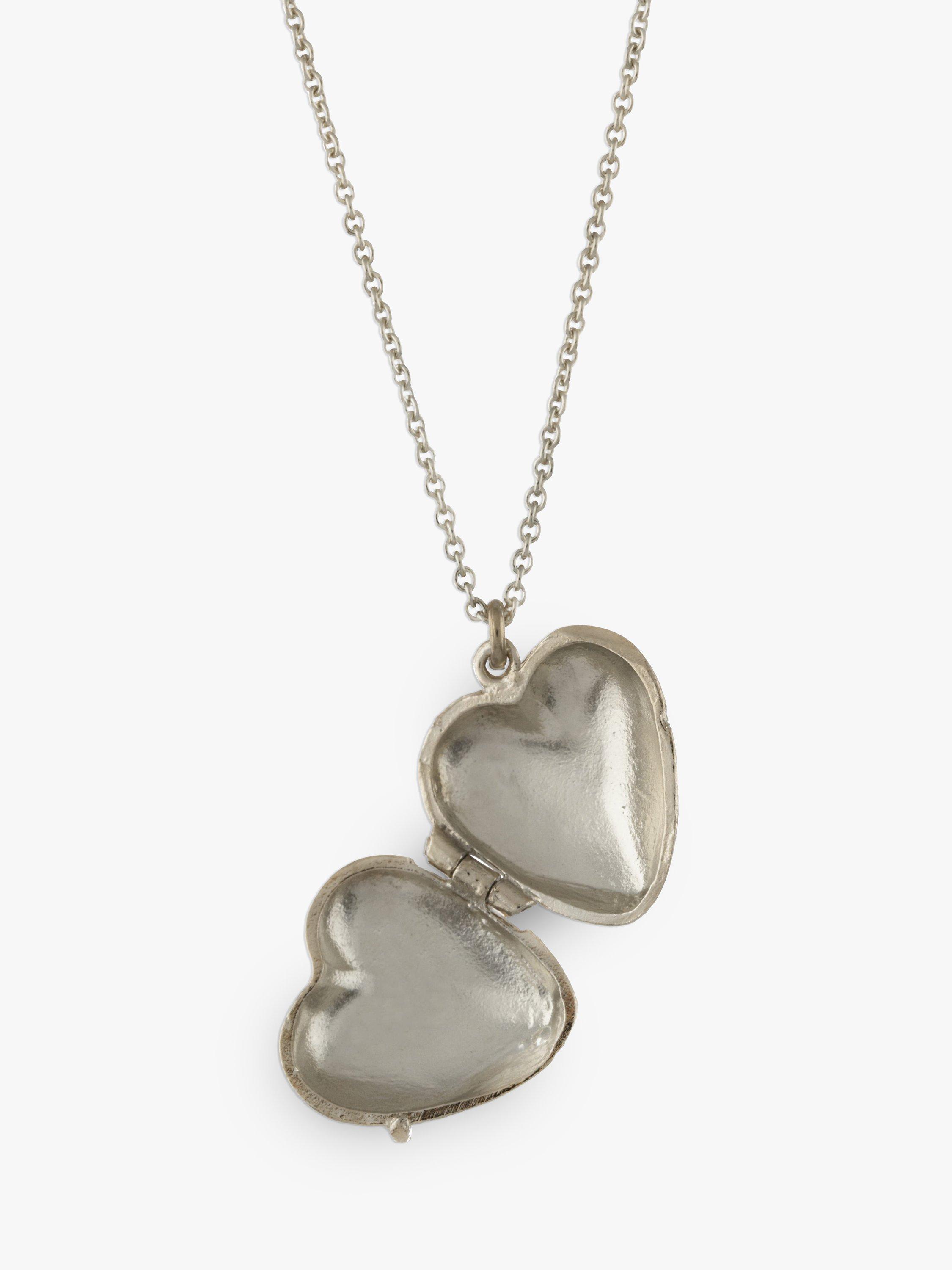 Product image 2 of 3, which shows Alex Monroe Victoriana Heart Locket Necklace, Silver