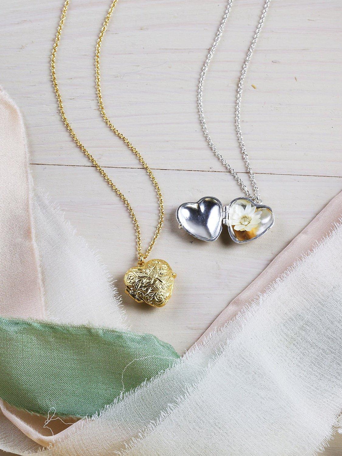 Product image 3 of 3, which shows Alex Monroe Victoriana Heart Locket Necklace, Silver