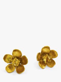 Alex Monroe Buttercup Flower Yellow Citrine Stud Earrings, Gold, Gold